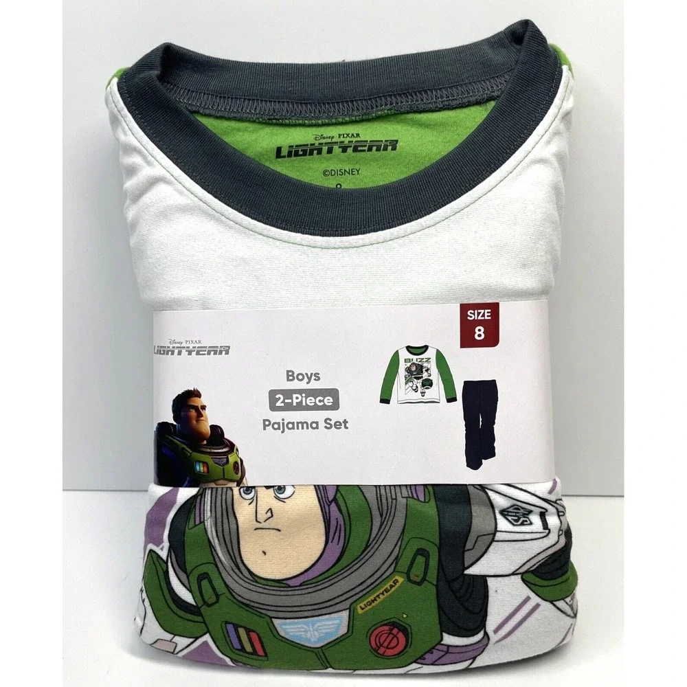 Disney Pixar Boys PJ's Buzz Lightyear PJ's Long Sleeve Pants 2pc Set Fleece SZ 8